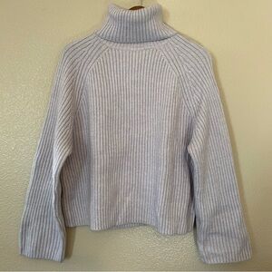 Lavender Sweater Ribbed Boxy Turtleneck wool-blend kimono sleeve